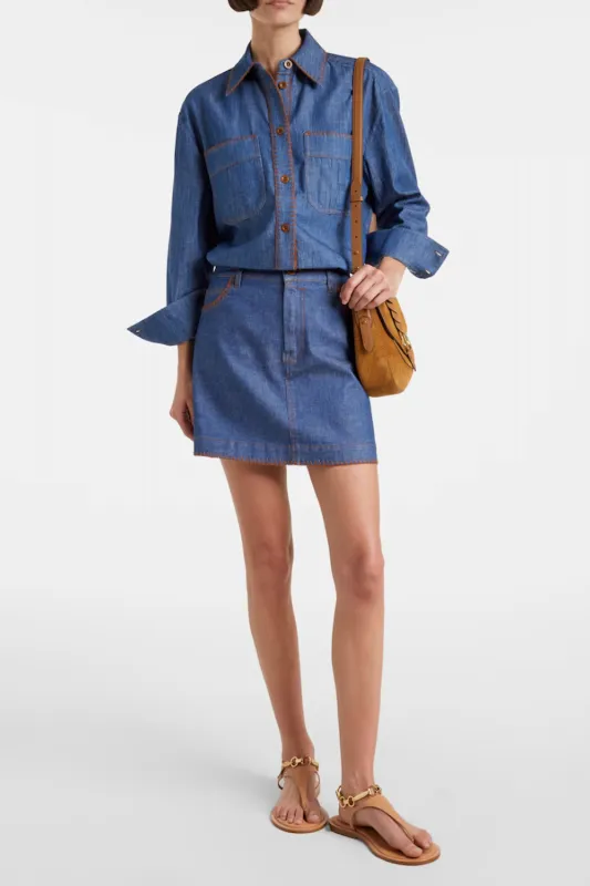 Ascension Denim Mini Skirt (Final Sale) sold by Curio