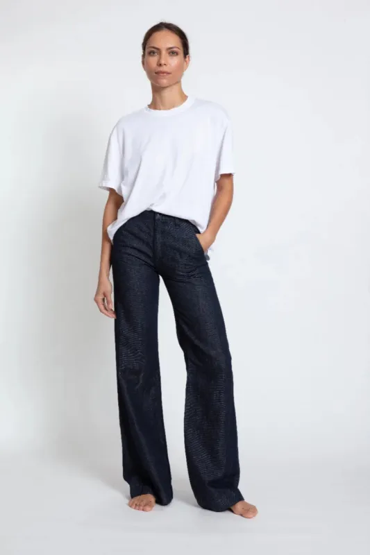 Denim Trouser Indigo linen sold by Curio