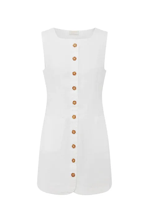 Emma Button Down Mini Dress Ivory sold by Curio product image thumbnail 4