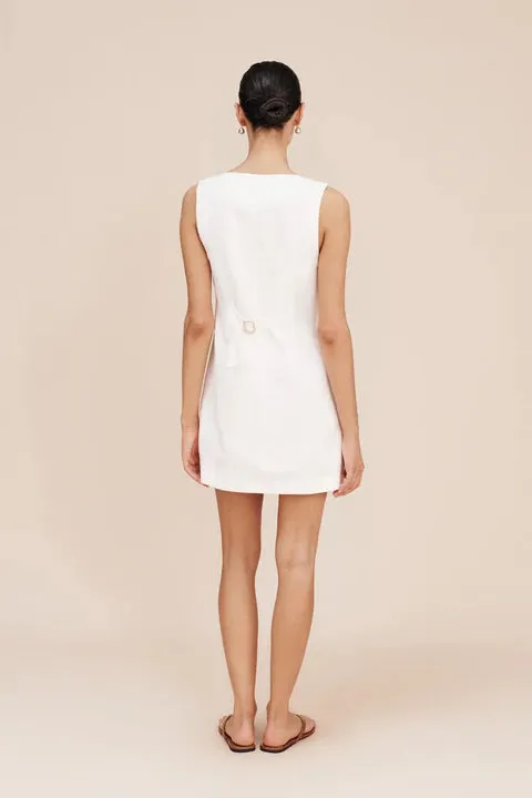 Emma Button Down Mini Dress Ivory sold by Curio product image thumbnail 3