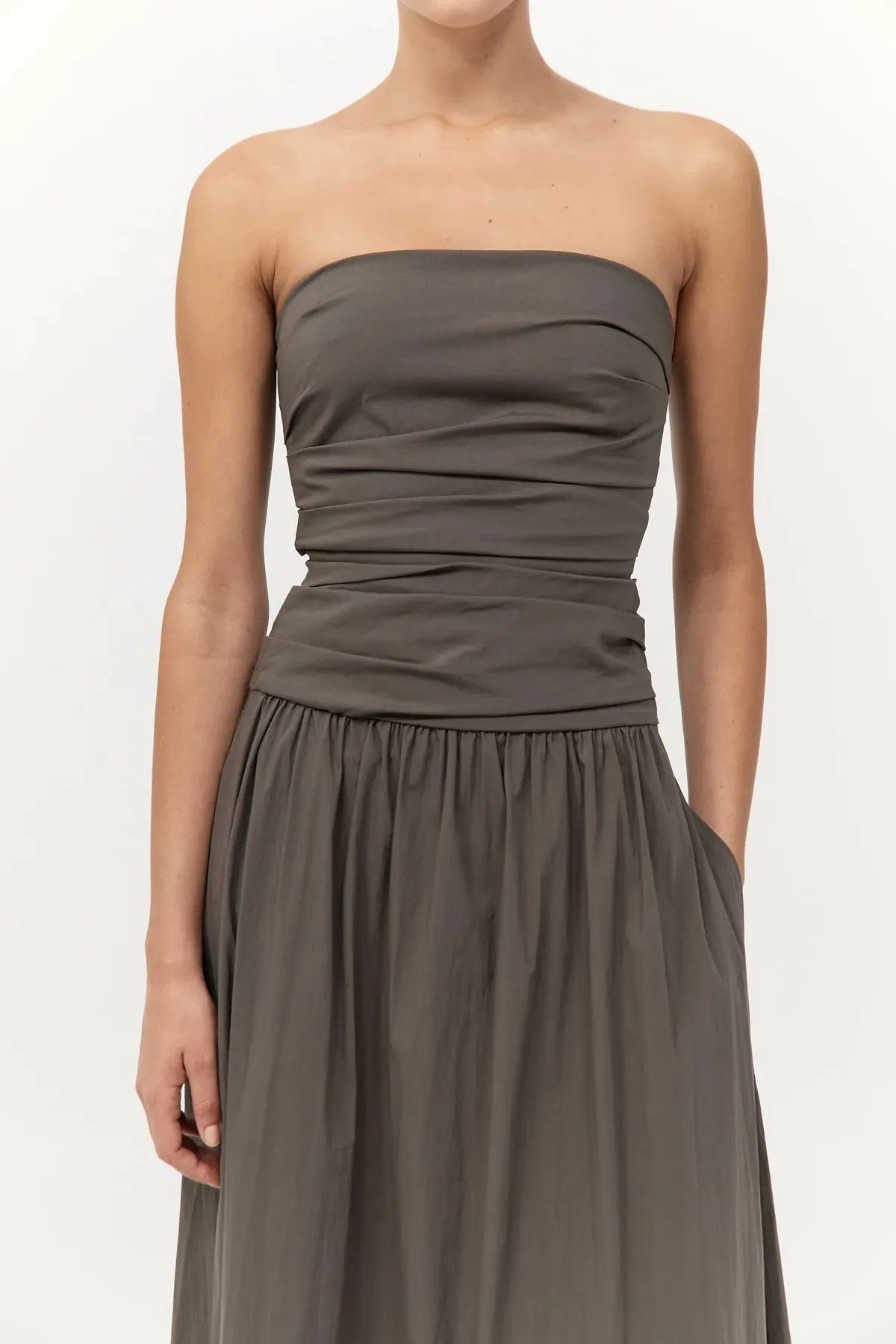 Gathered Strapless Tie Back Dress sold by Curio