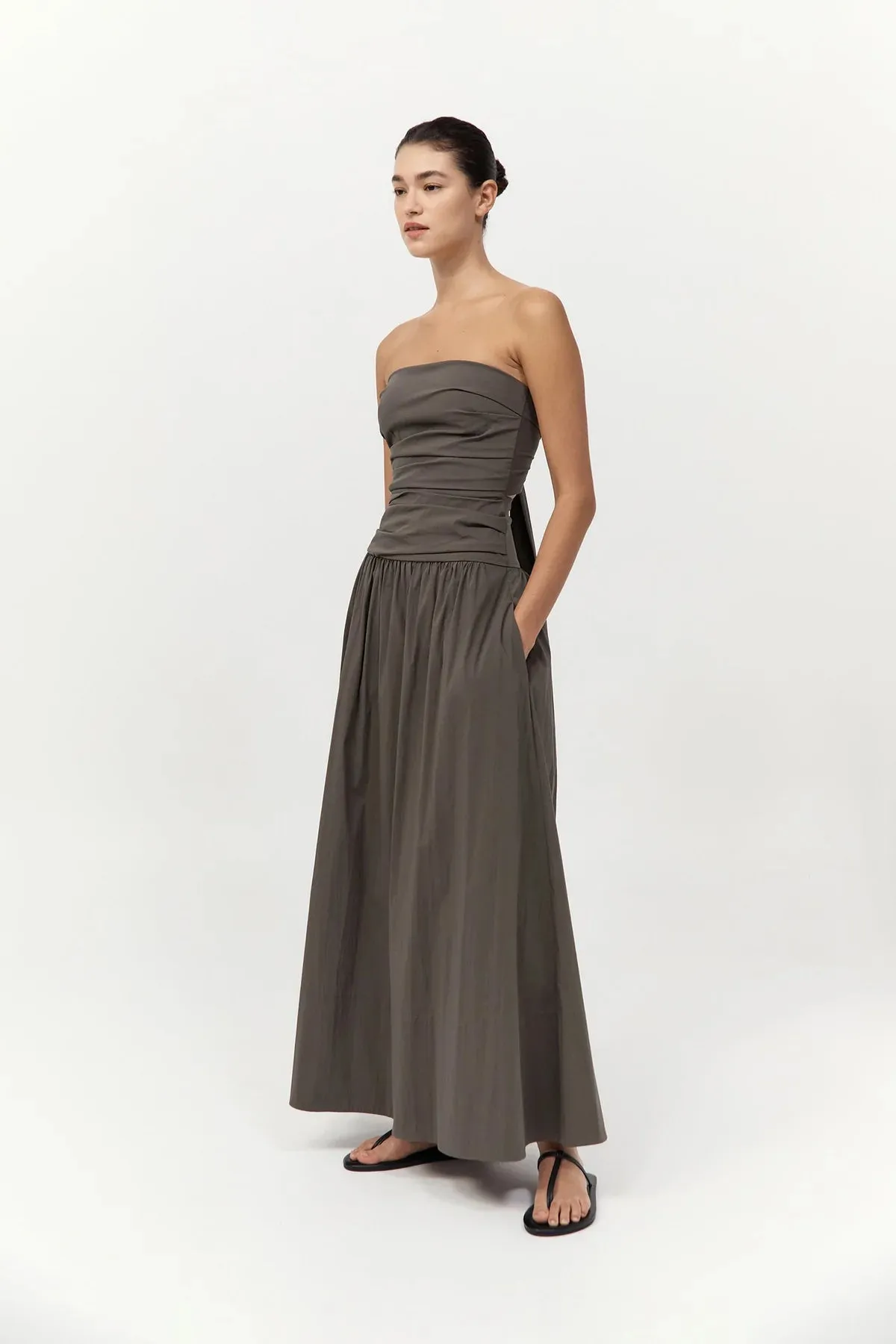 Gathered Strapless Tie Back Dress sold by Curio product image thumbnail 4