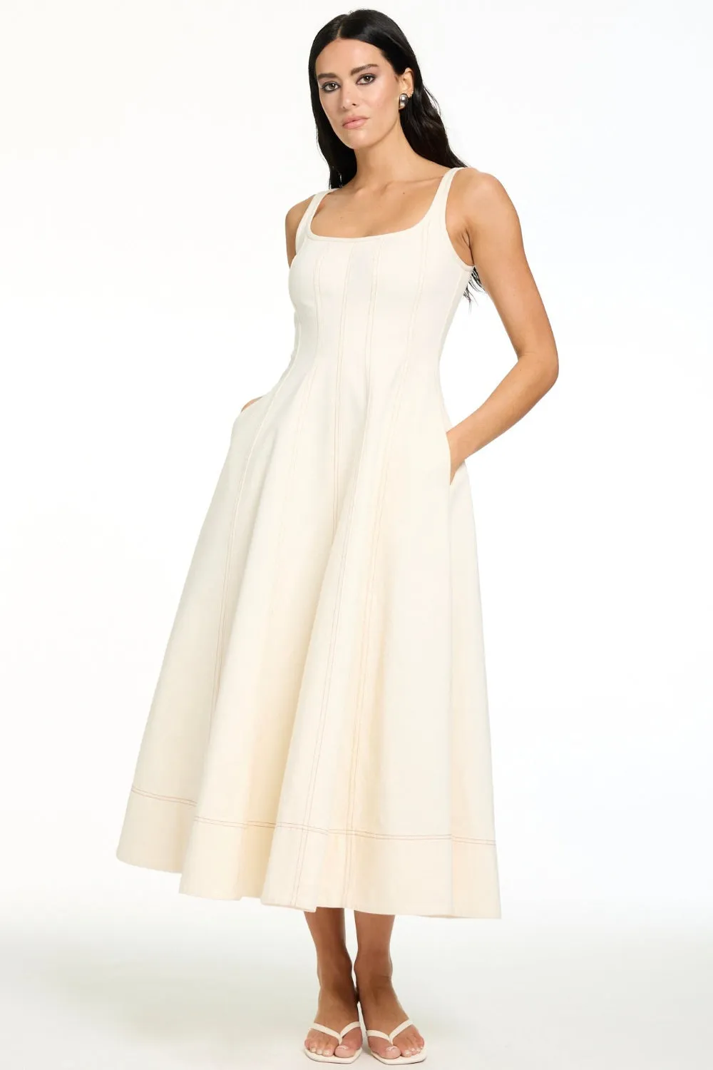 Tia Sculpted Midi Dress sold by Curio