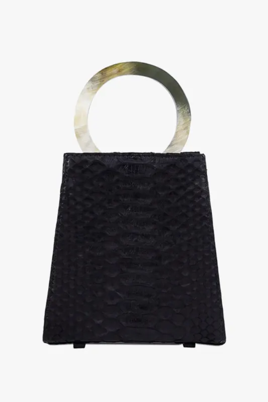 Azza Mini Goat Python Bag Black sold by Curio