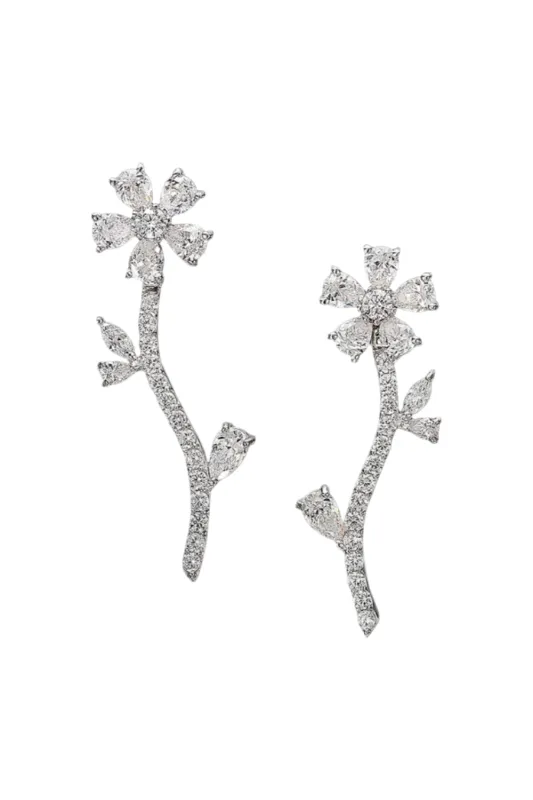 Diamond Marguerite Earrings sold by Curio
