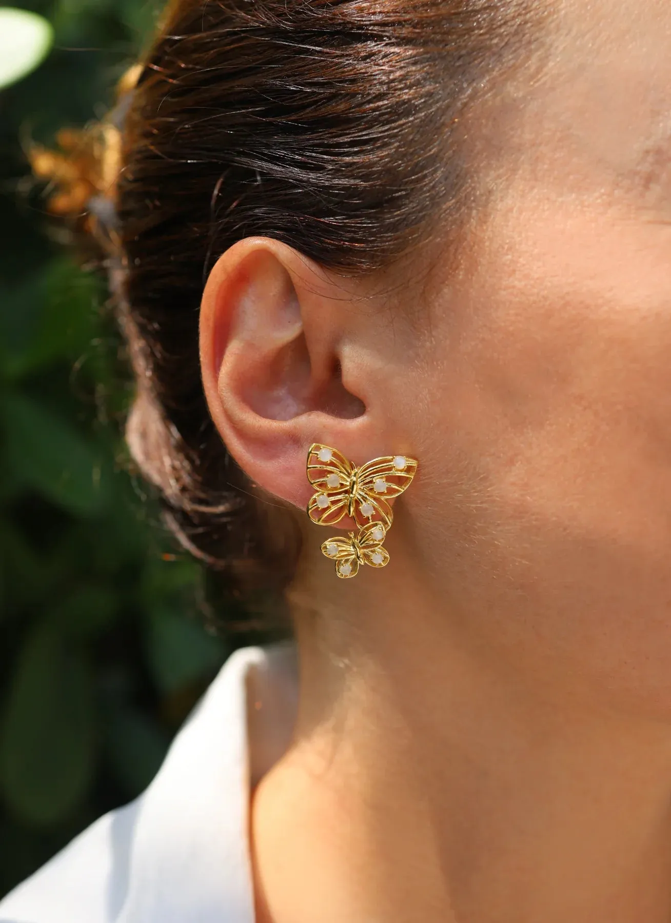 925 Silver Earrings plated in 18k Yellow Gold with Blue Sapphire sold by Curio product image thumbnail 2