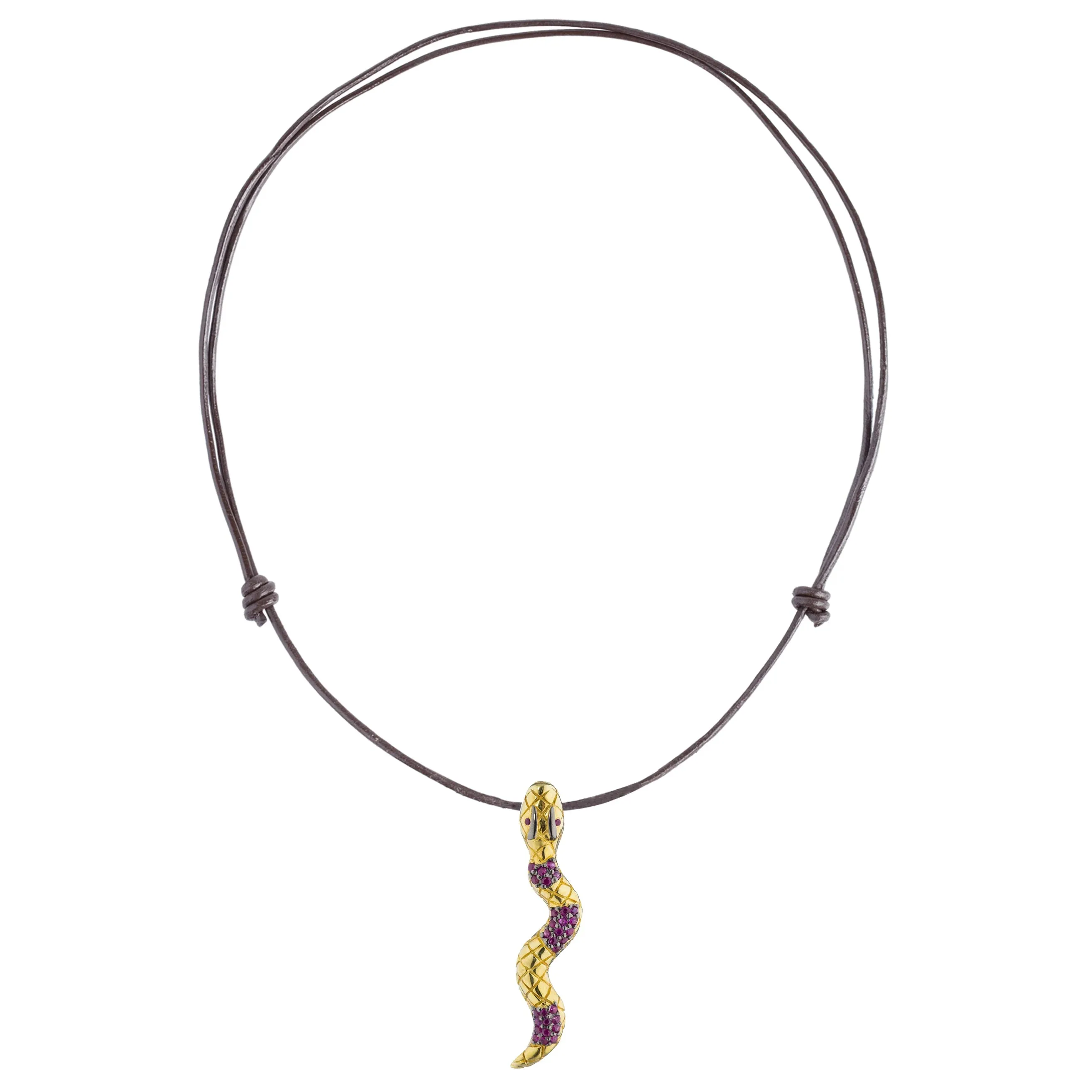 925 Silver Snake Pendant Plated in 18k YG Black Rhodium with Ruby Pave sold by Curio product image thumbnail 2