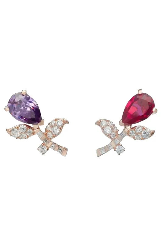 Ruby Amethyst Tulip Earrings sold by Curio