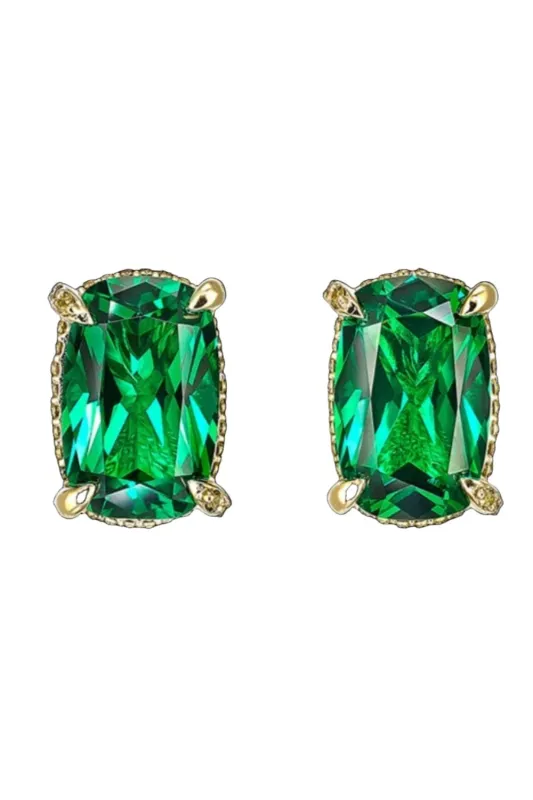 Emerald Cushion Wing Studs sold by Curio