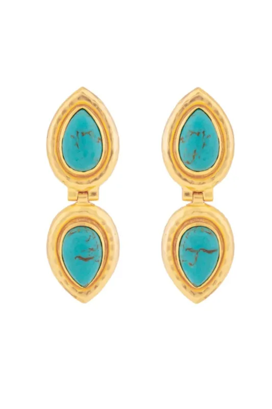 Paula Earrings Golden Turquoise sold by Curio
