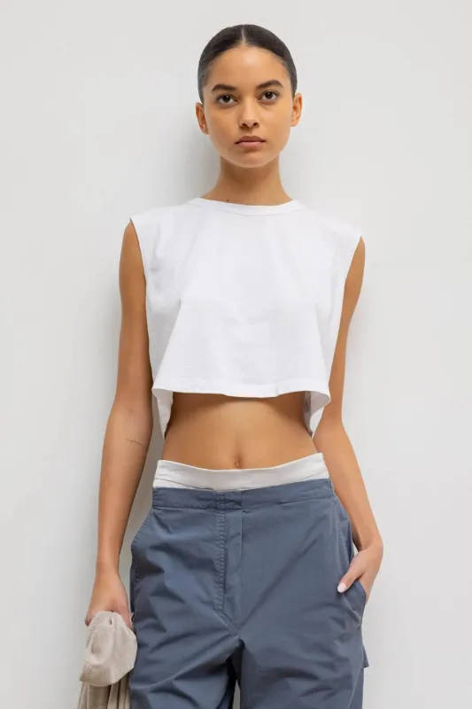 Crop Sleeve Margo in White sold by Curio