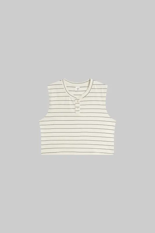 Margo Sleeveless Henley Stripe sold by Curio