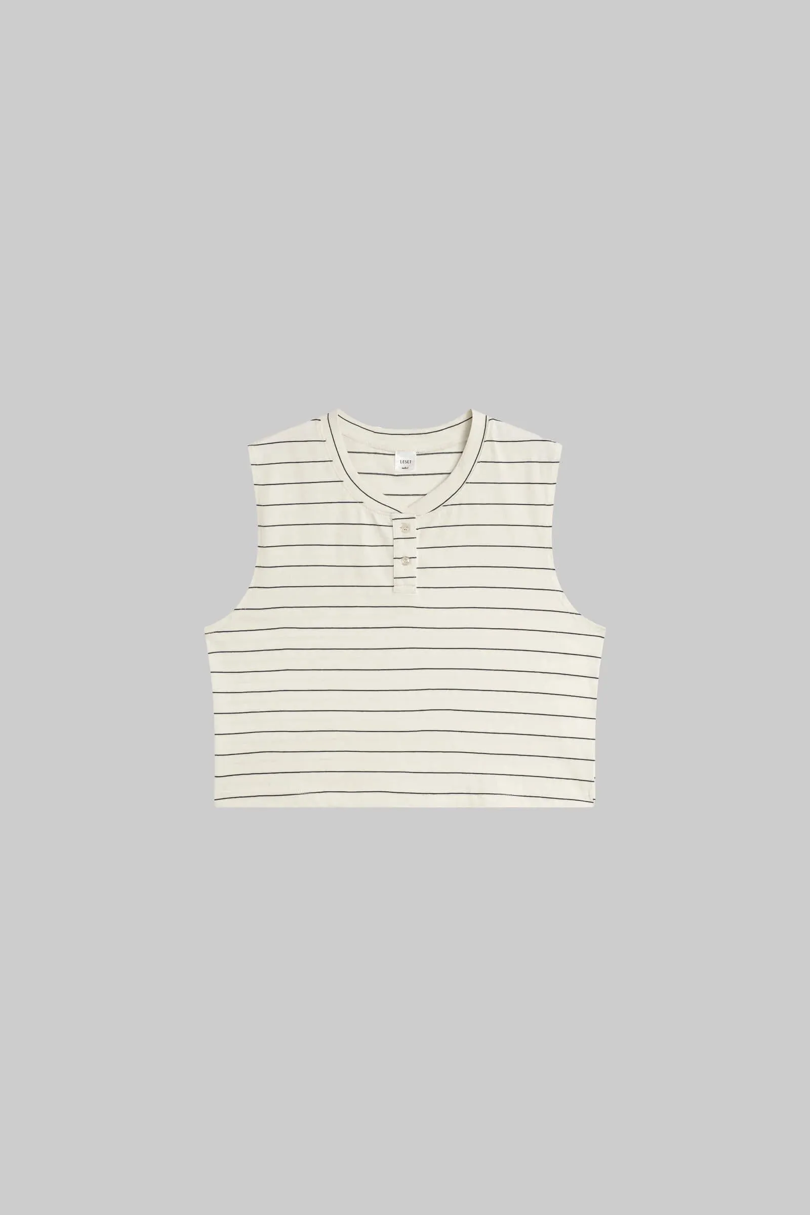 Margo Sleeveless Henley Stripe sold by Curio