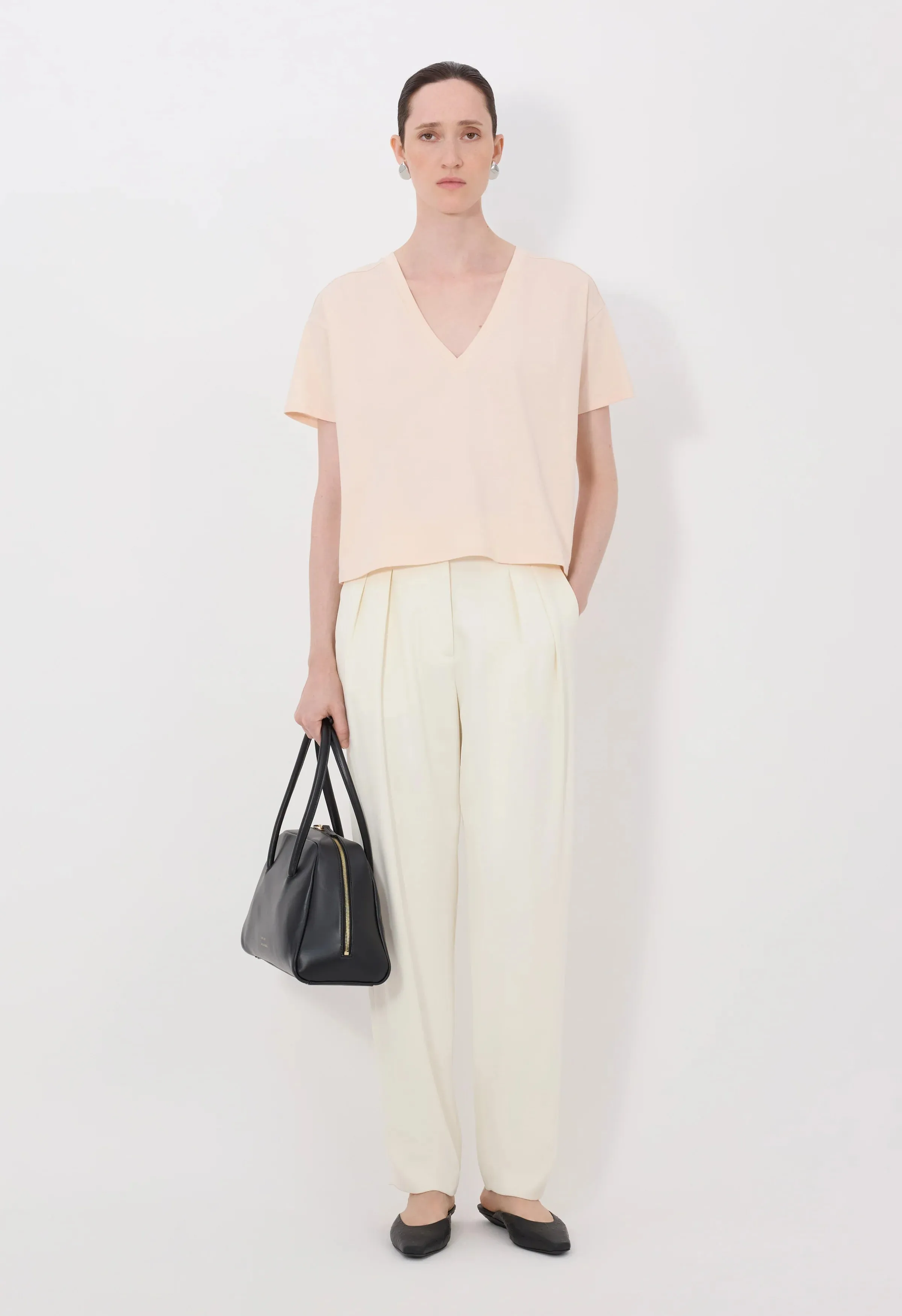 Faaa Lds V Neck T-Shirt Cream Rose sold by Curio