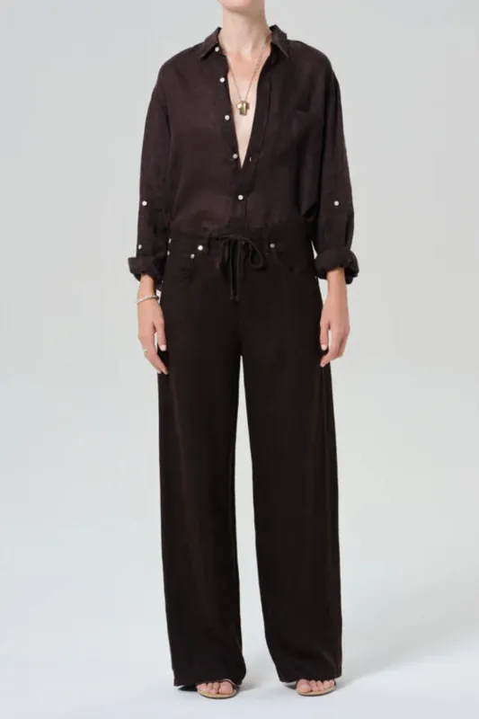 Brynn Drawstring Linen Trouser sold by Curio