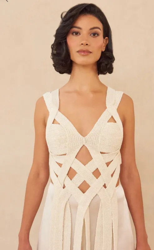 Rihanna Knit Top Off White sold by Curio