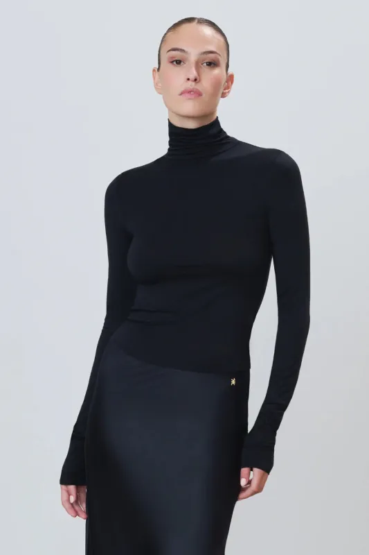 Fitted Turtleneck Top Black sold by Curio