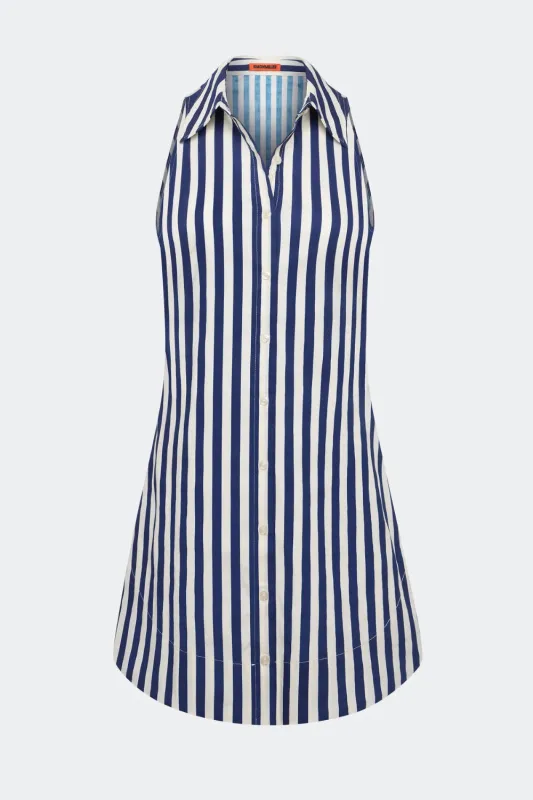 Loch Sleeveless Mini Dress Navy Cream sold by Curio