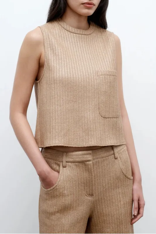 Cropped Muscle Tank In Soft Cotton Raffia sold by Curio