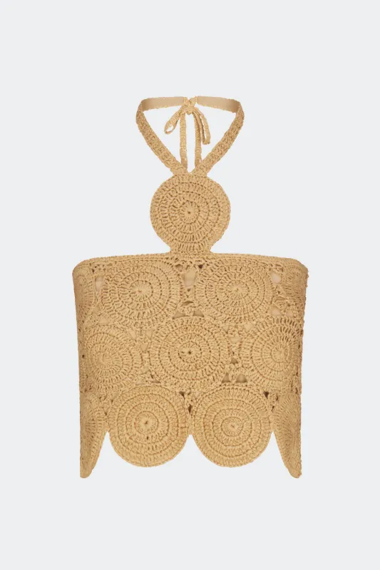 Atlas Crochet Top Natural sold by Curio