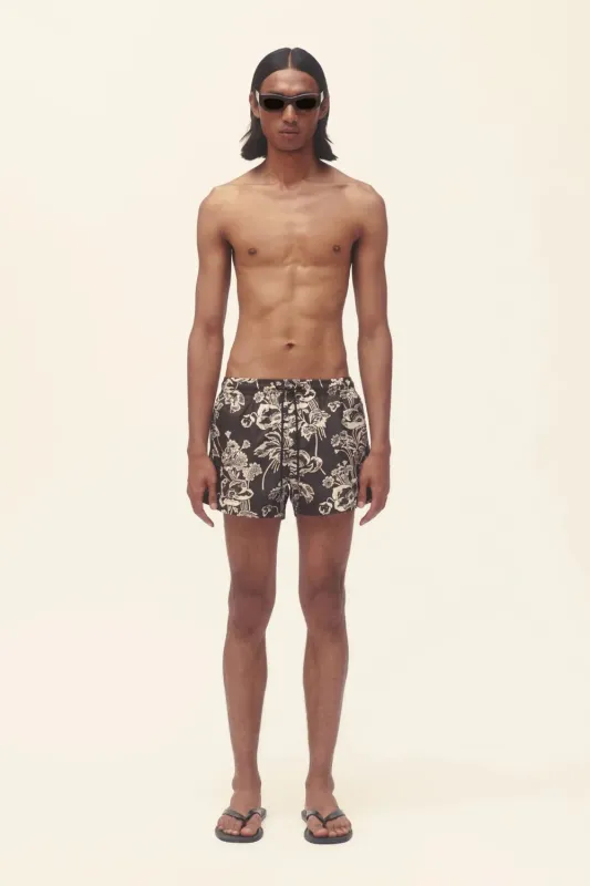 Painted Peonies Short Swim Short sold by Curio