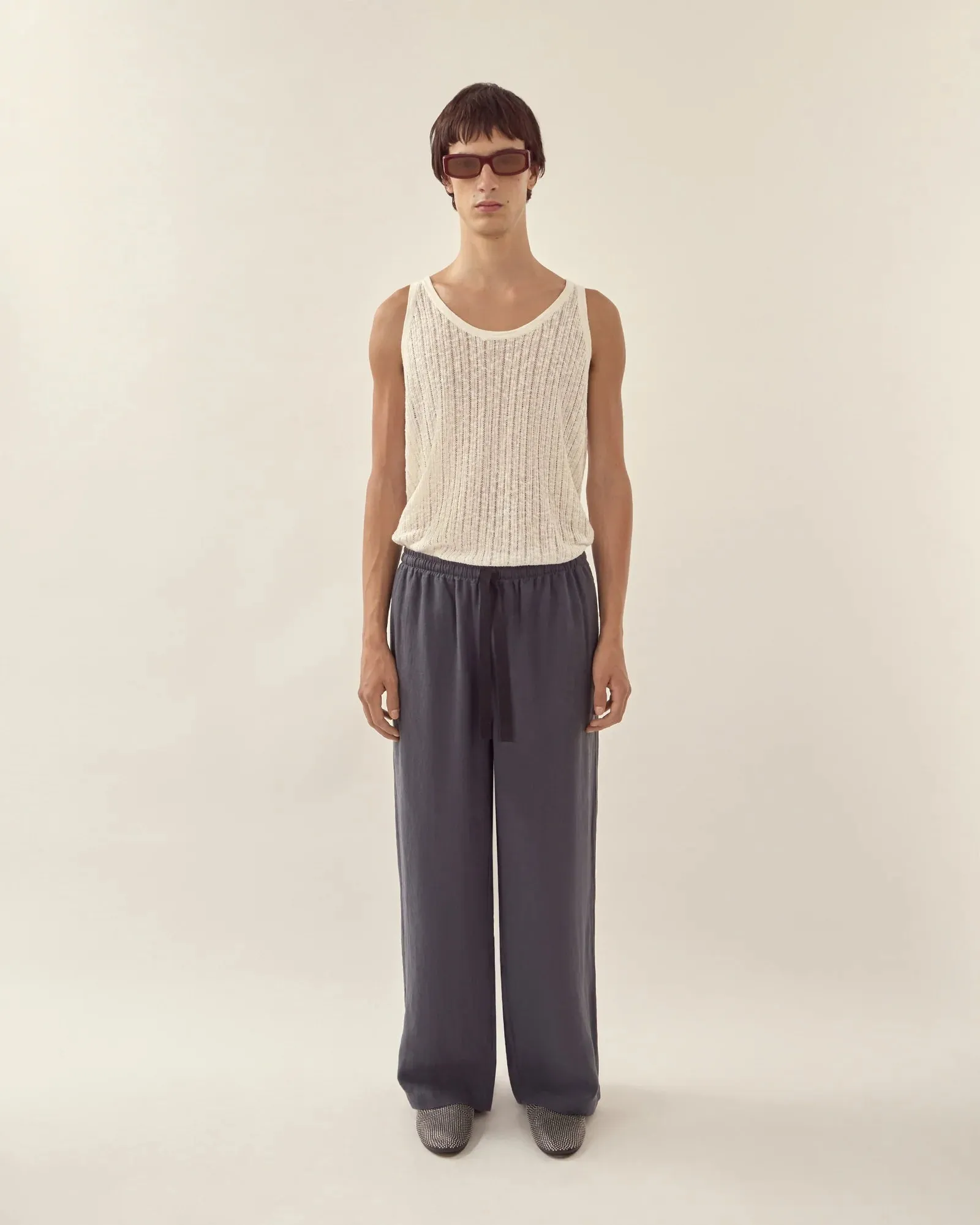 Pointelle knit Tank White sold by Curio product image thumbnail 4