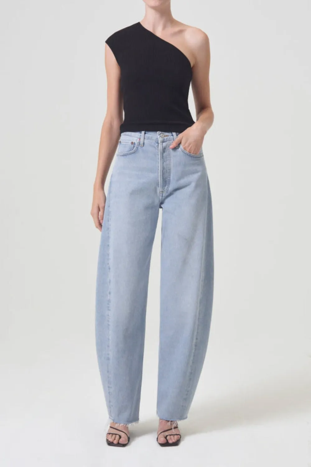 Luna High Rise Piece Tapered Jeans Void sold by Curio