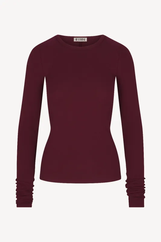 Long Sleeve Fitted Top Oxblood made by Eterne