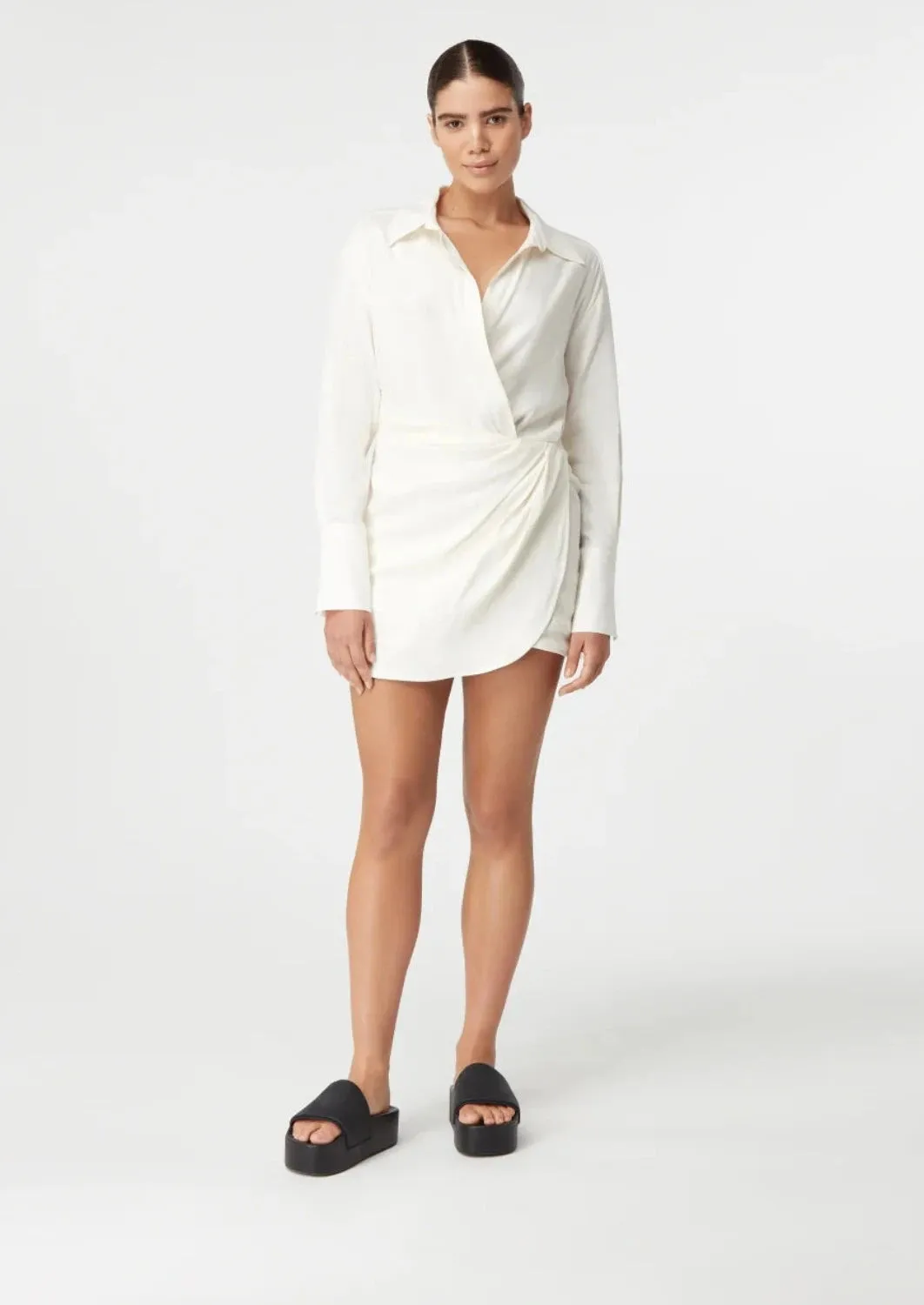 Puno Linen Mini Dress Ivory (Final Sale) sold by Curio