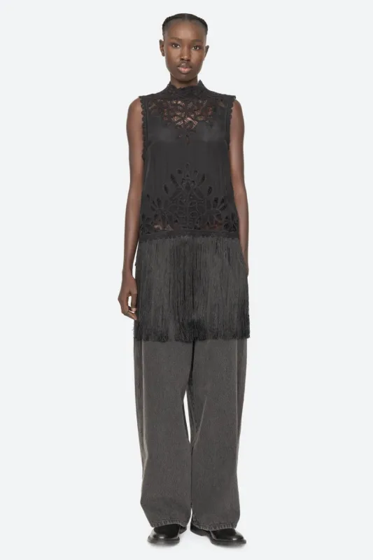 Adelina Battenberg Lace Vest Black made by Sea