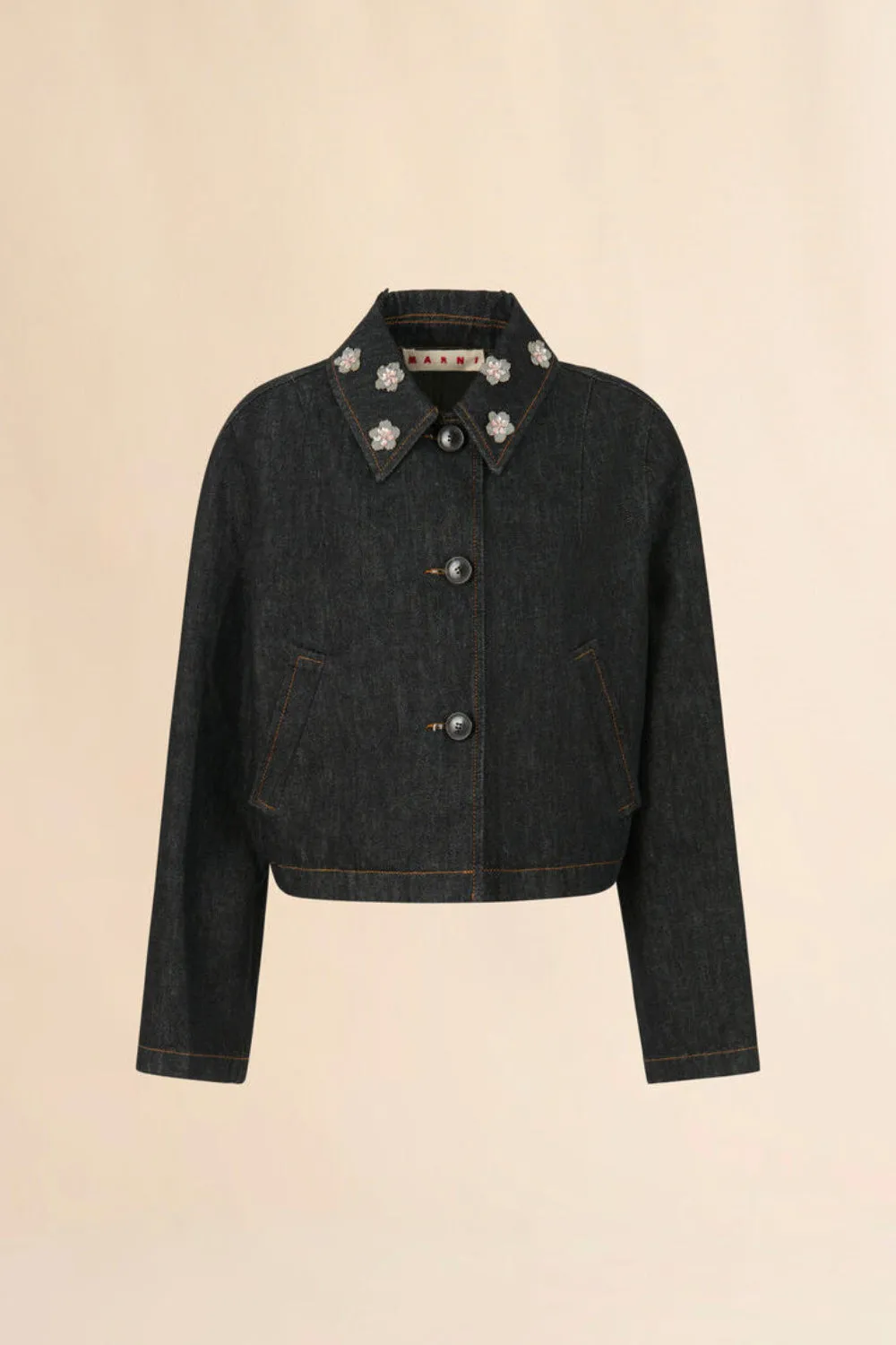 Denim Jacket Daisy Appliqué sold by Curio