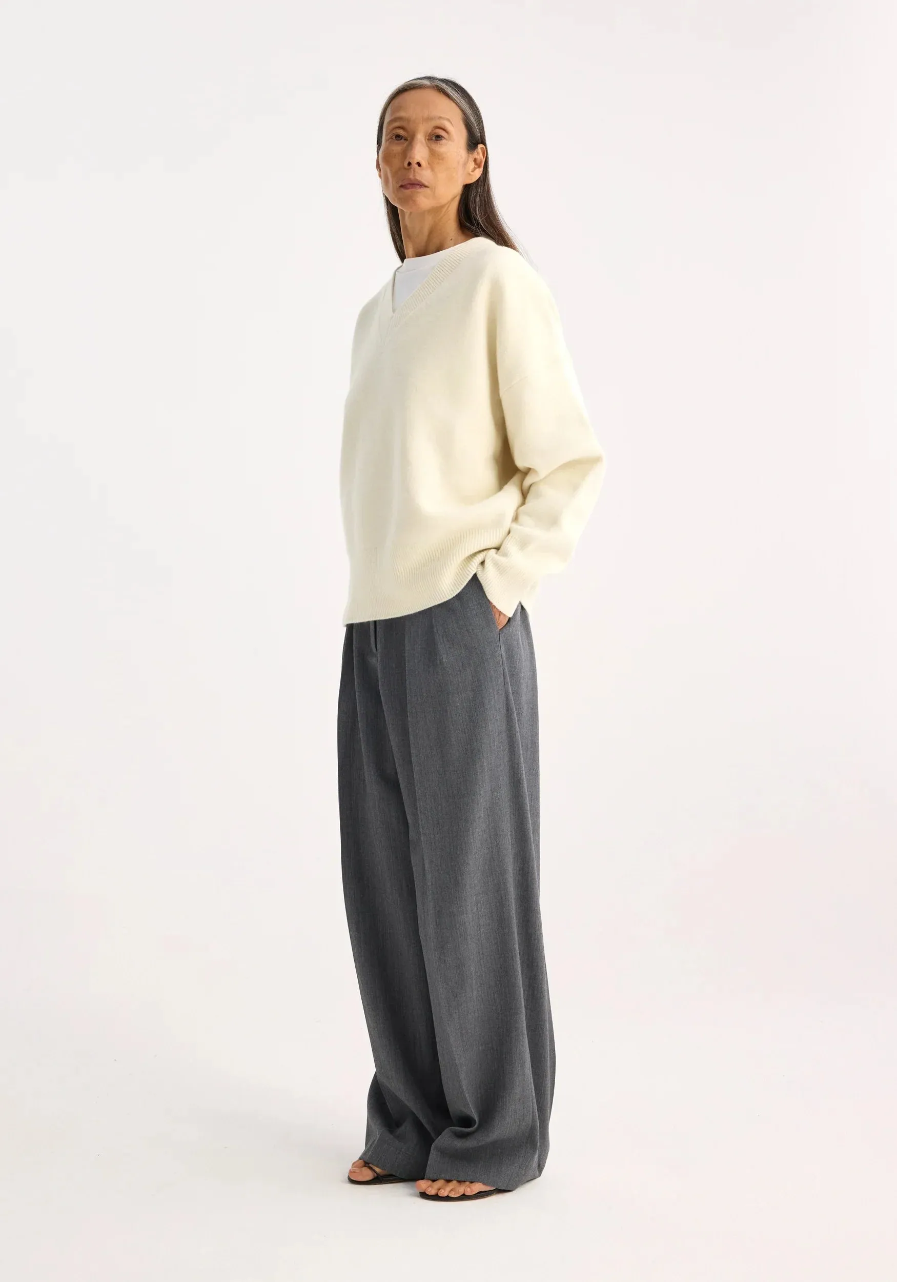 Classic V Neck Jumper Off White sold by Curio product image thumbnail 3