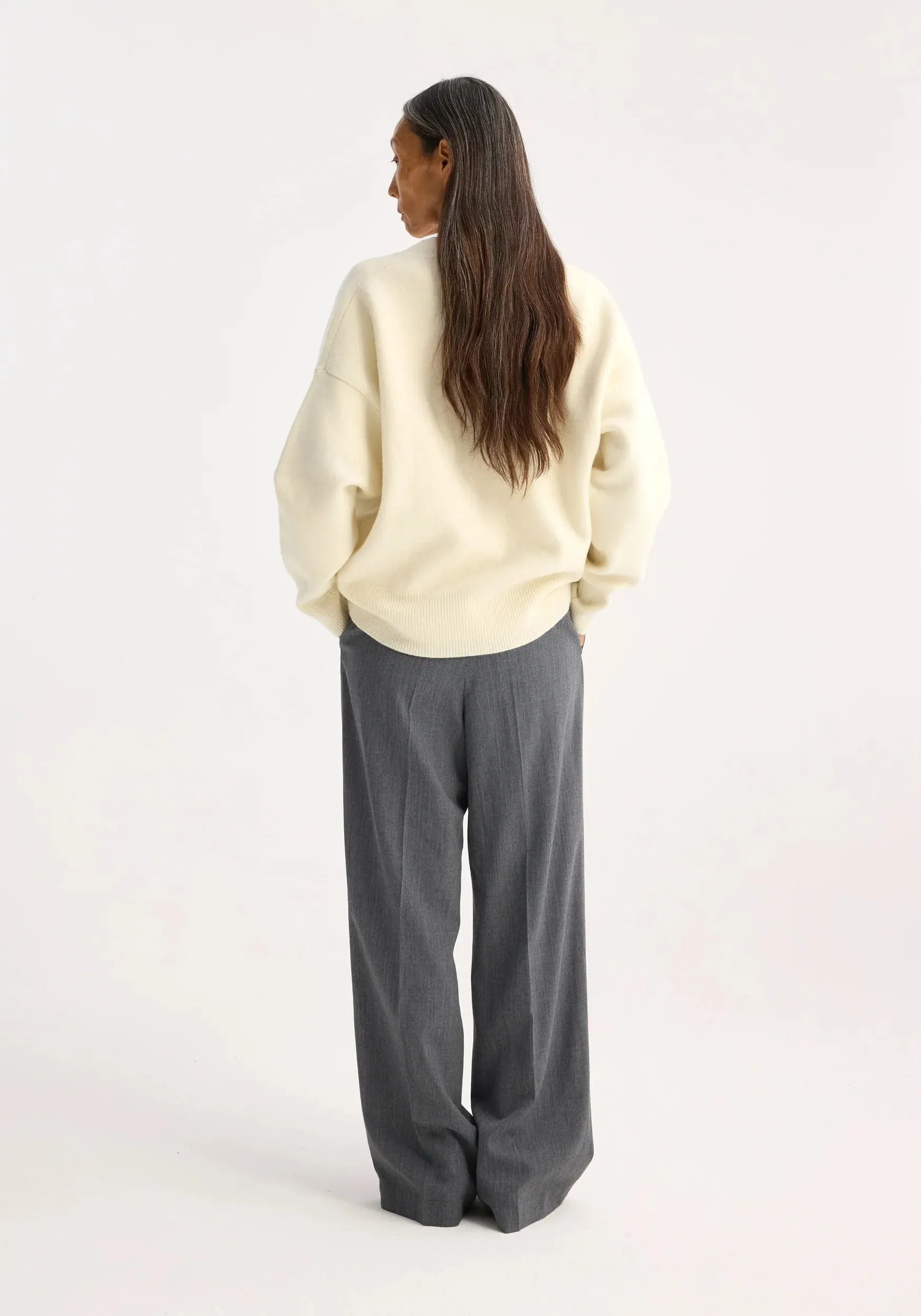 Classic V Neck Jumper Off White sold by Curio product image thumbnail 4