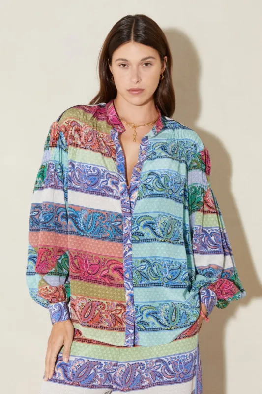 Marseille Silk Smock Shirt Multi (Final Sale) made by BOTEH