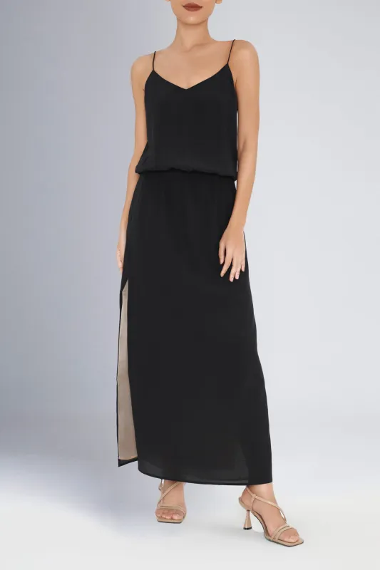 Camilla Dress in Black with Gold Lining made by Curio