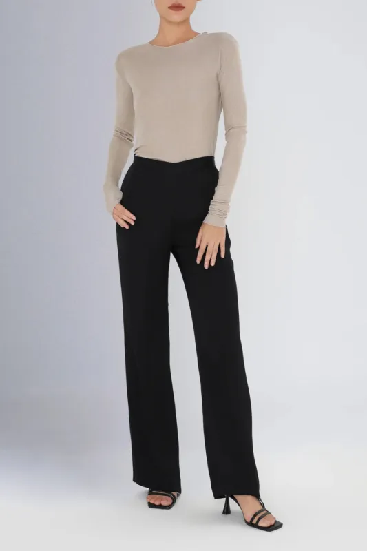 Knit Silk Roundneck L/S T shirt Gold made by Curio