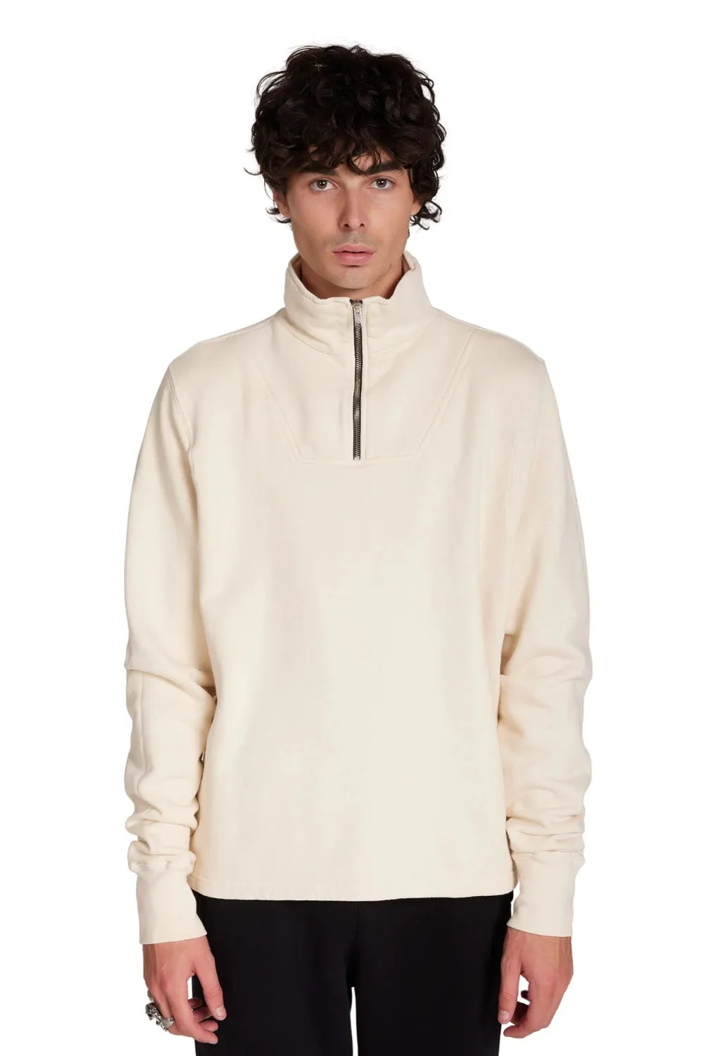 Pique Banded Half Zip Yacht Pullover White sold by Curio