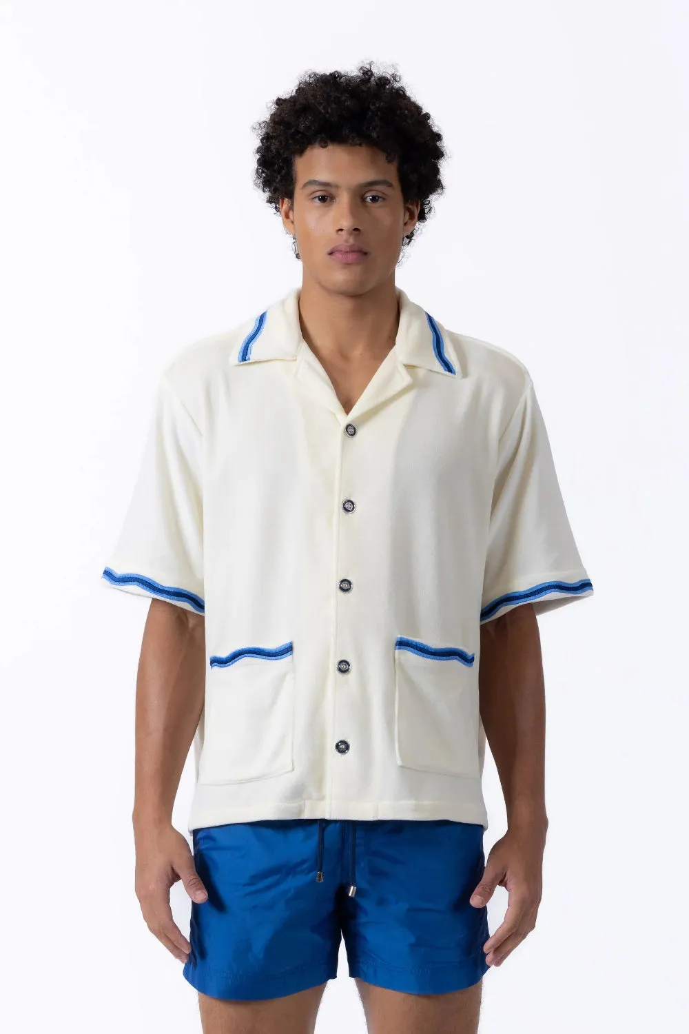 Luka Wave Embroidered Terry Shirt sold by Curio