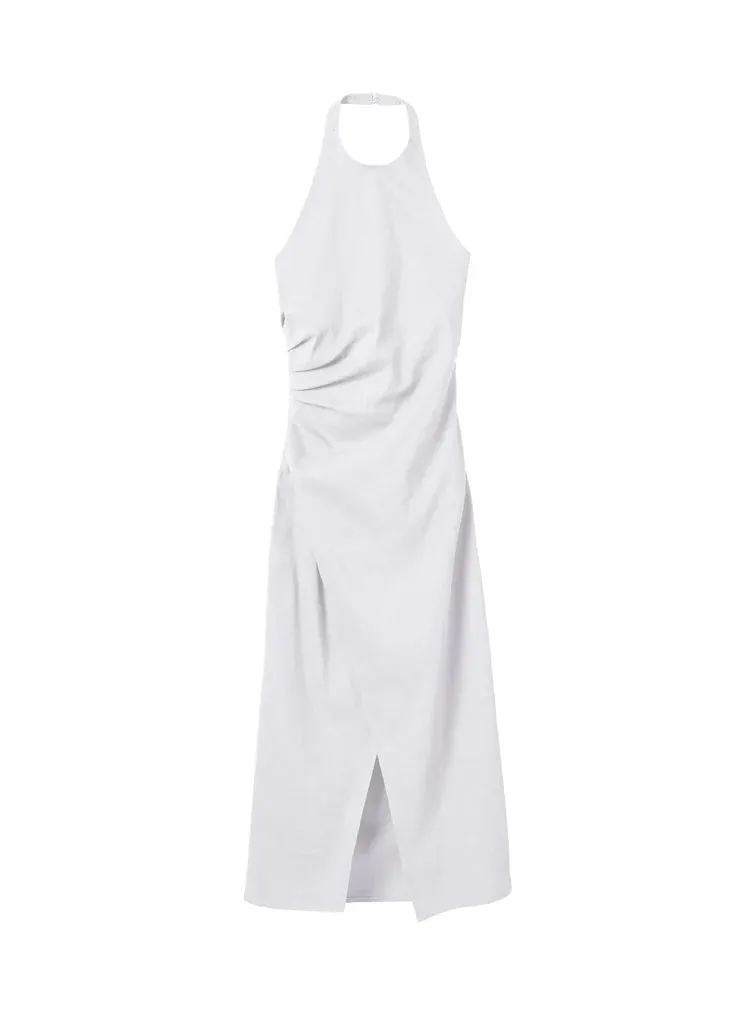 Sylvie Linen Midi Halter Dress White sold by Curio product image thumbnail 4
