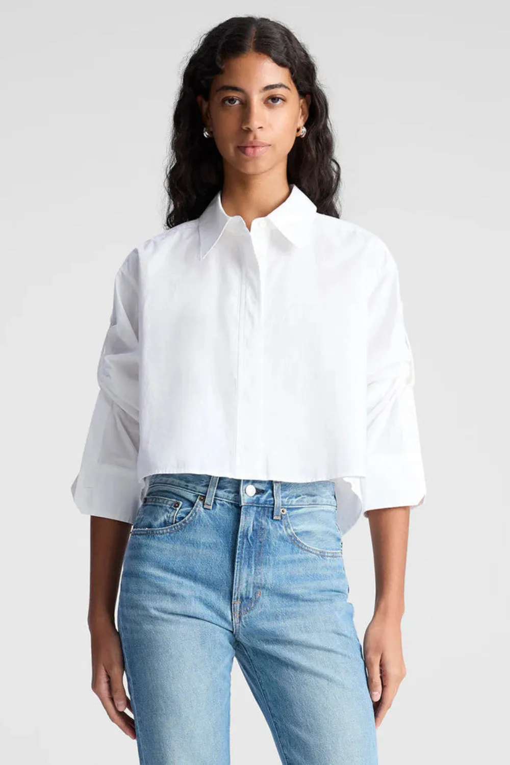 Maude Cropped Cotton Top White sold by Curio