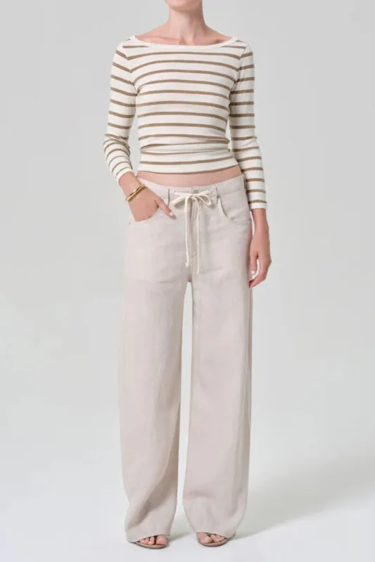 Brynn Drawstring Linen Trouser Pale Stone made by Citizens Of Humanity
