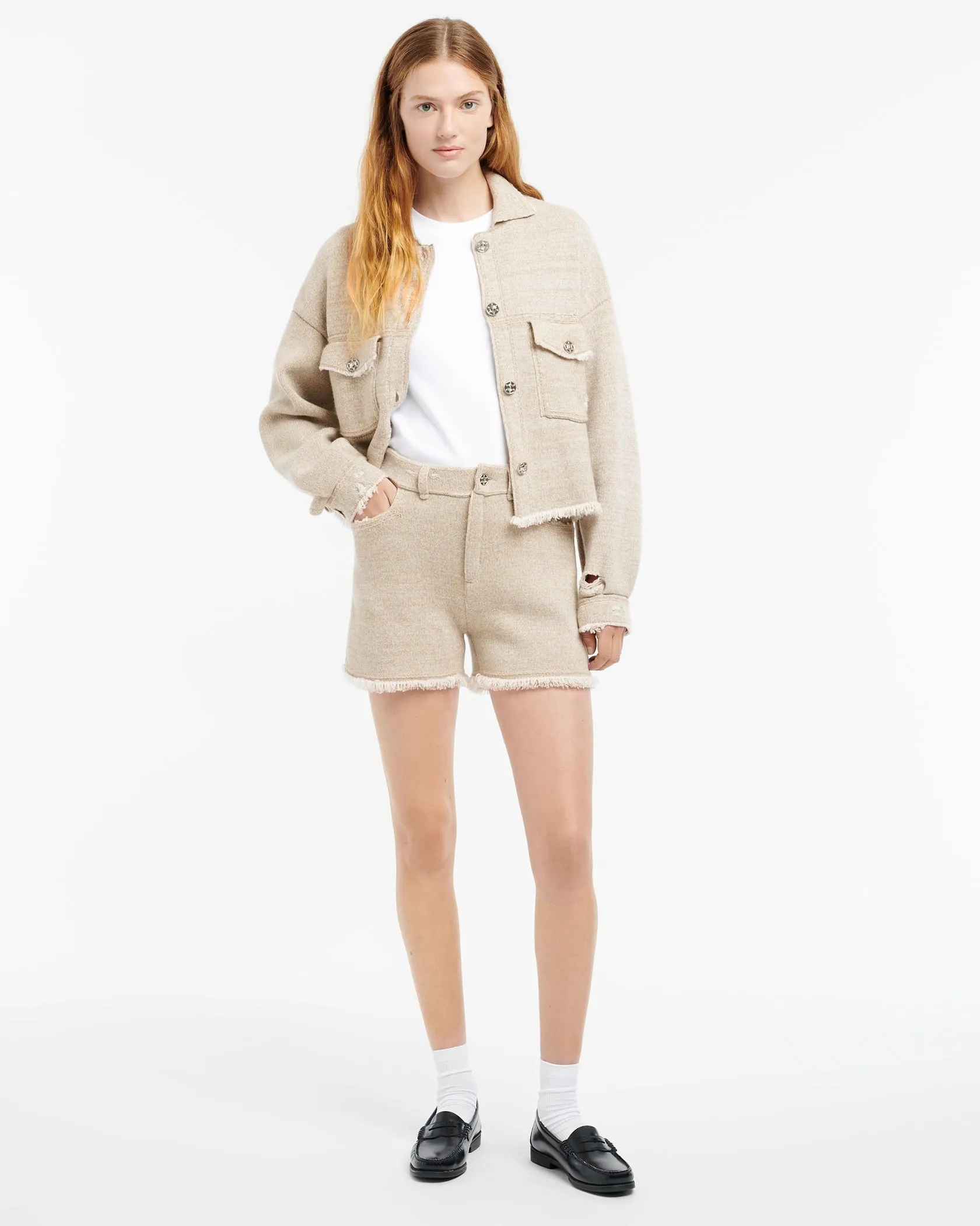 Denim Fringed Jacket Beige sold by Curio product image thumbnail 2