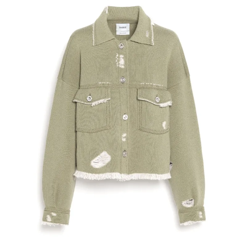 Denim Fringed Jacket Green made by Barrie