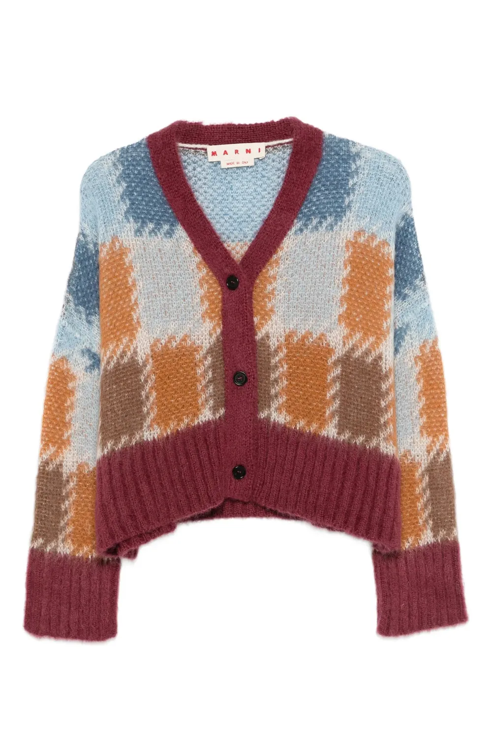 Mohair Check Gauge 3 Cardigan sold by Curio