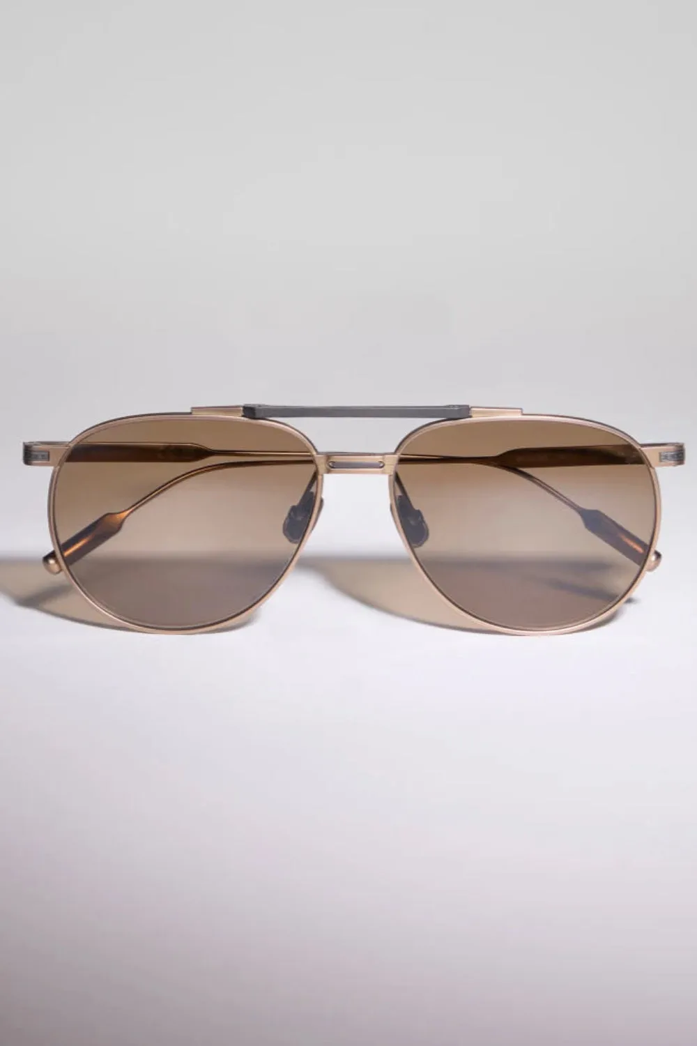 Aviator Titanium Sunglasses Antique Gold-Hazelnut sold by Curio