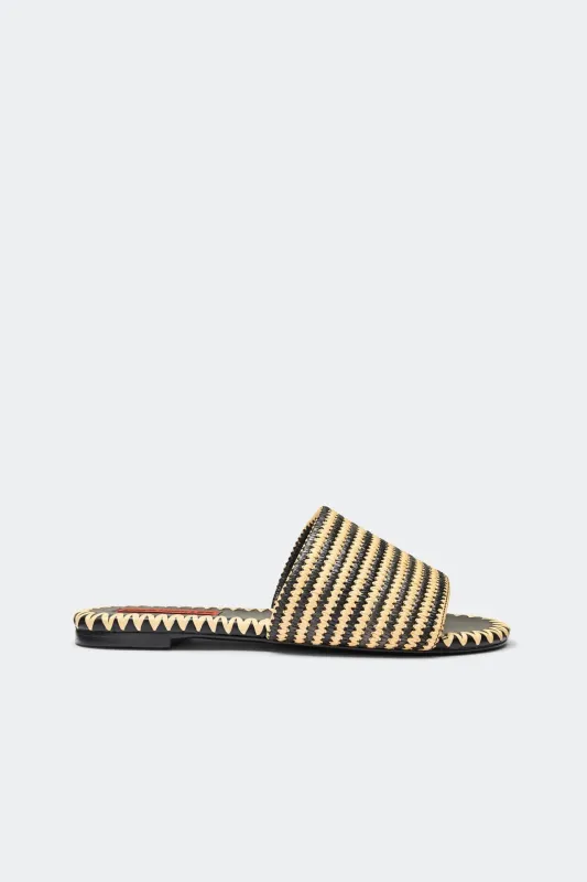 Stripe Raffia Salerno Sandal made by Simon Miller