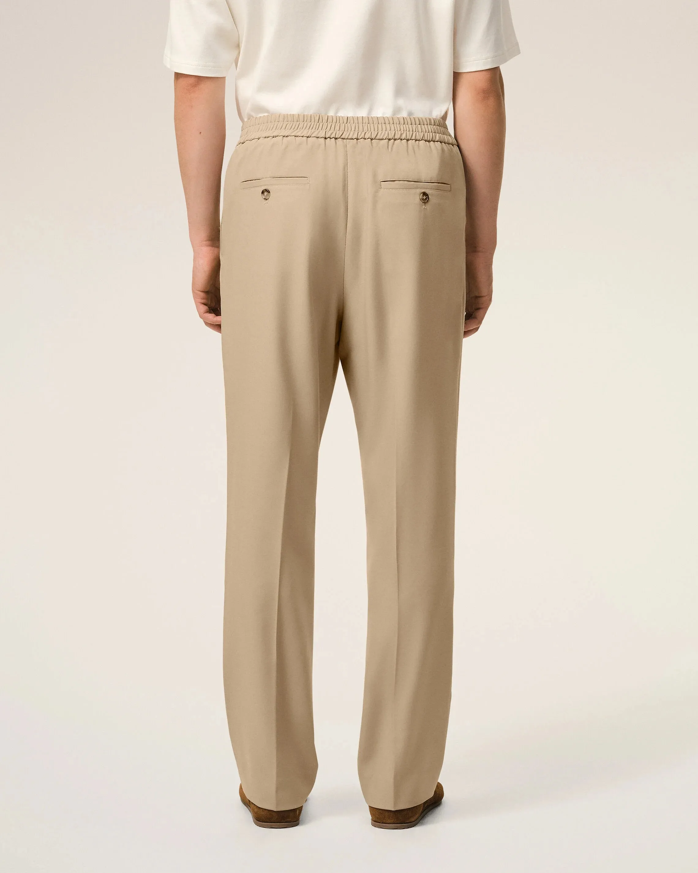 Beige Wool Elasticated Waist Trousers sold by Curio product image thumbnail 4