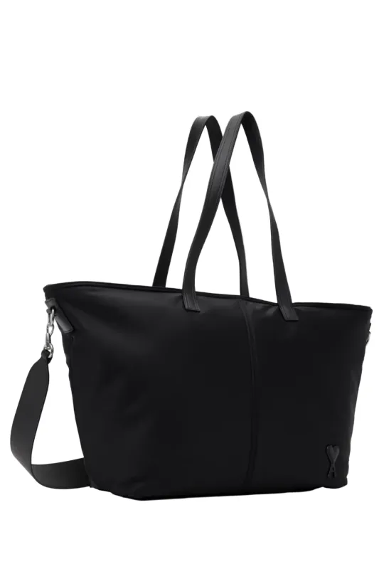 Nylon Marcel Small Shopping Bag Black made by Ami
