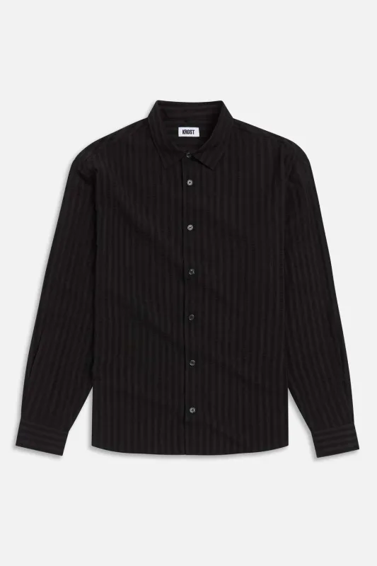 Jordan Striped Wrinkle Shirt Black made by KROST