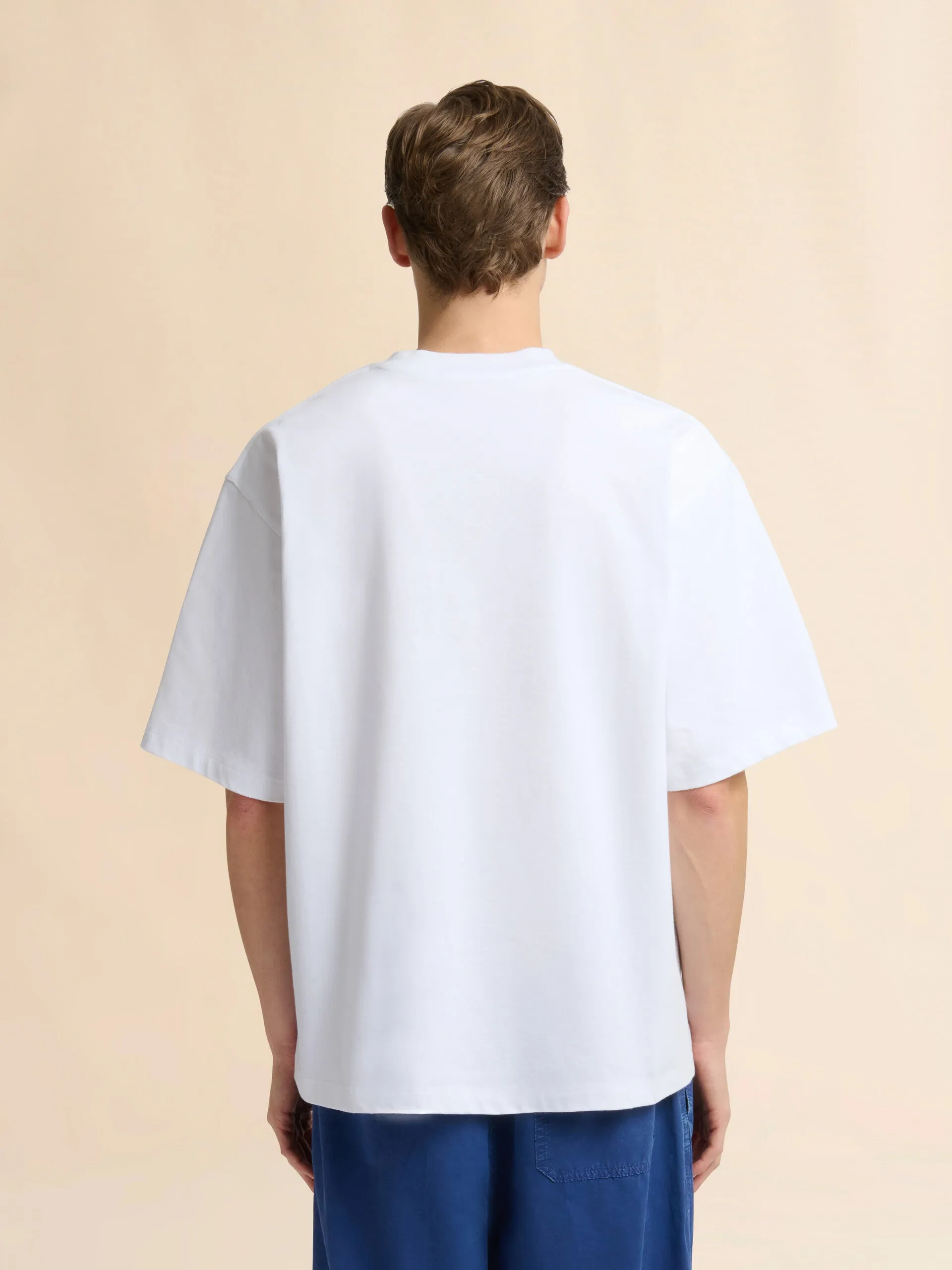 White Cotton T-Shirt with Contrast Pocket sold by Curio product image thumbnail 4